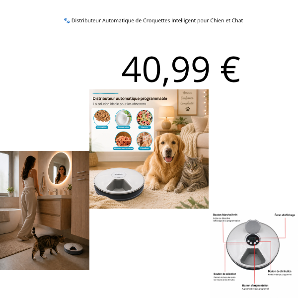 🐾 Distributeur Automatique de Croquettes Intelligent pour Chien et Chat