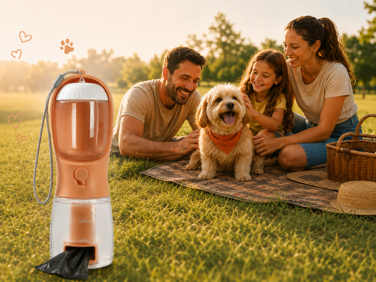Gourde pour chien 3en 1 indispensable pour toutes vos balades en famille