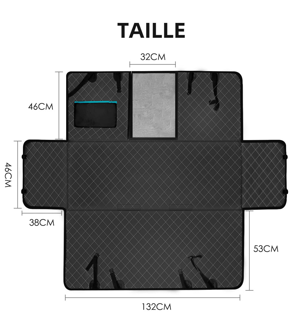 Housse de siège arrière pour chien avec filet de protection – Hamac de voiture imperméable avec poche de rangement