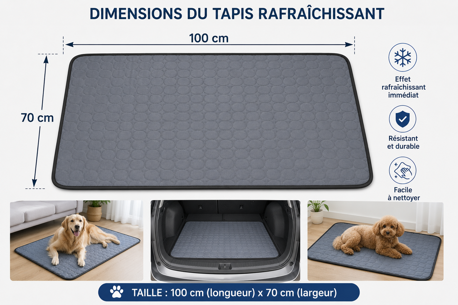 Tapis Rafraîchissant pour Chien, chat et lapin, effet Fraîcheur Instantané, Résistant et Confortable